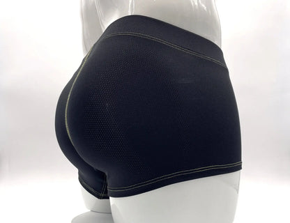 Stitch big boy pouch boxer brief yellow in black mesh with white stitching along the seams