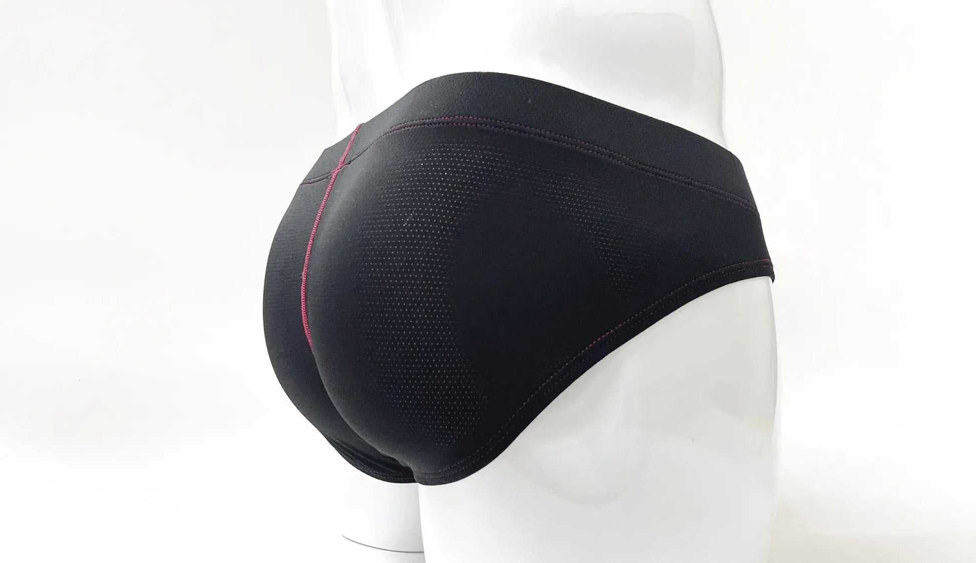 Stitch big boy pouch brief red black athletic briefs with subtle mesh texture and thin pink seam along the side