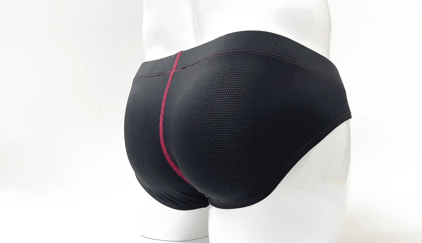 Stitch big boy pouch brief red athletic black mesh briefs with magenta side seam for support and comfort