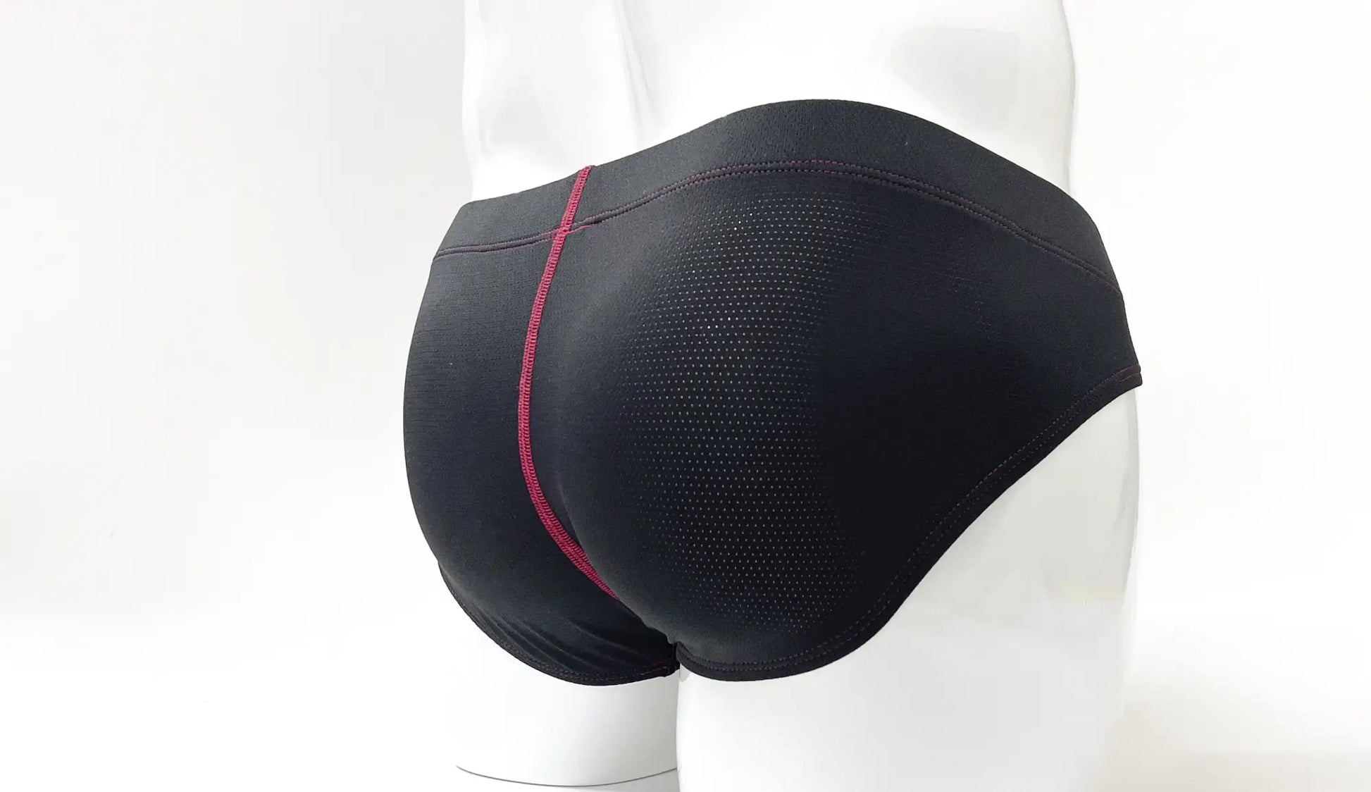 Stitch big boy pouch brief red athletic black mesh briefs with magenta side seam for support and comfort