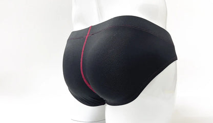 Stitch big boy pouch brief red athletic black mesh briefs with magenta side seam for support and comfort