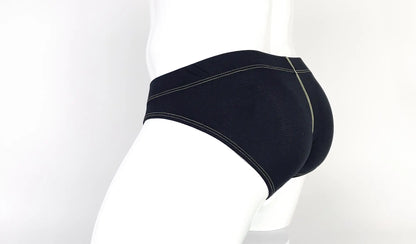 Black Stitch big boy pouch brief with subtle mesh panel and contrasting light stitching along the seams