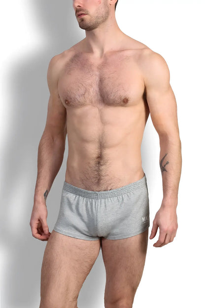 Stretch-it 2 inch short shorts light grey athletic briefs with subtle textured fabric and a small side logo