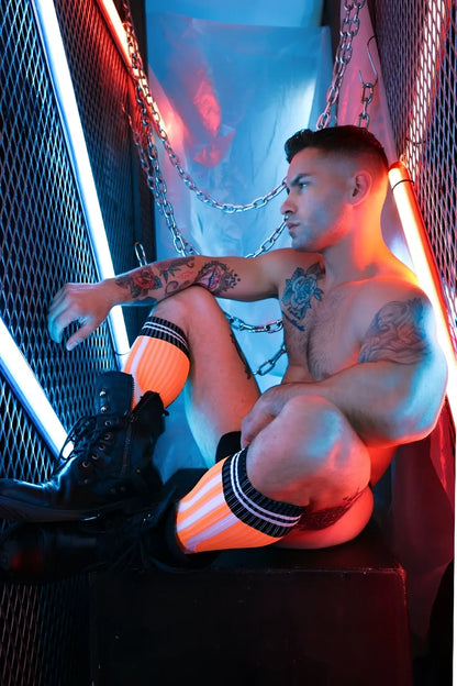 Black lace-up combat boots with chunky sole and side zipper detail from sucker socks collection