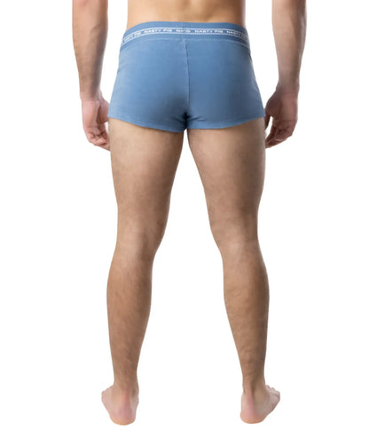 Blue nasty pig boxer briefs with white elastic waistband and brand logo from suite trunk short collection
