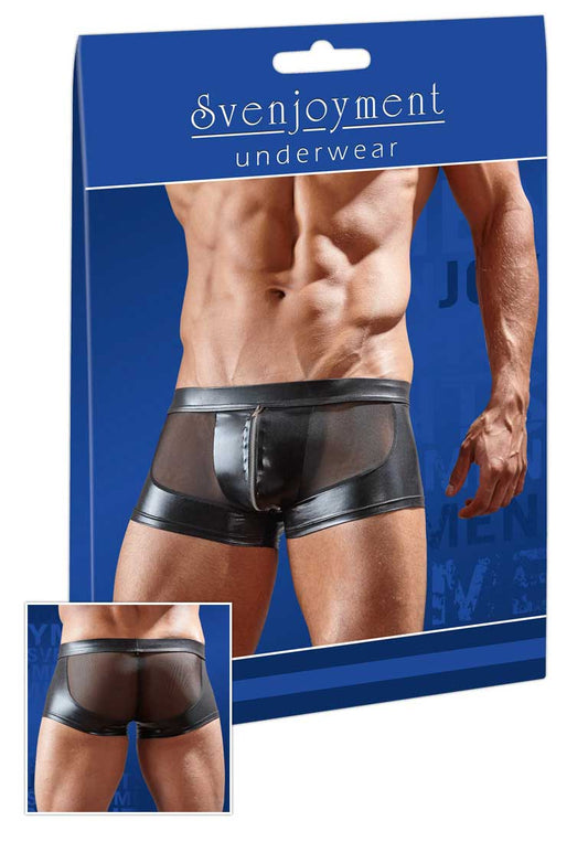 Svenjoyment Powernet Insert Wetlook Zipper Boxer Brief Unterwäsche Schwarz 2132141 Größe M