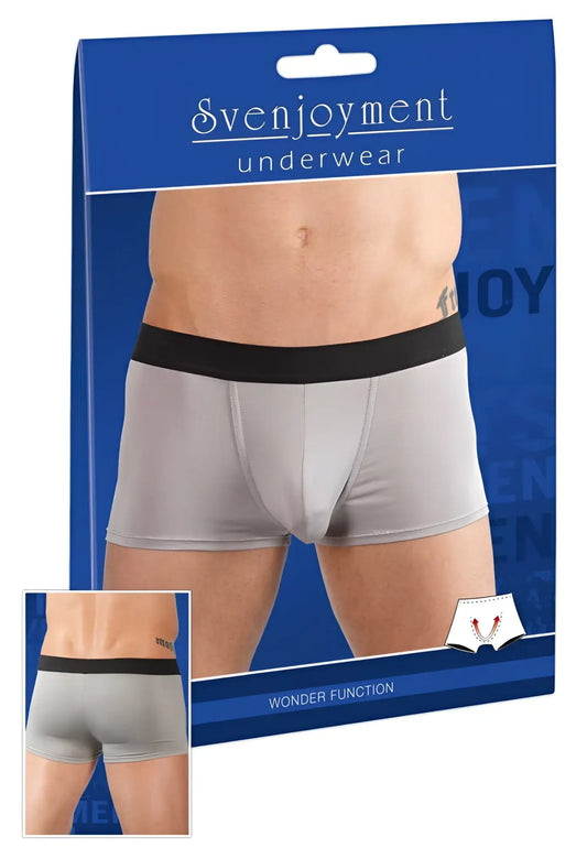 Gray svenjoyment push up microfibre boxer briefs with black waistband size m in underwear packaging