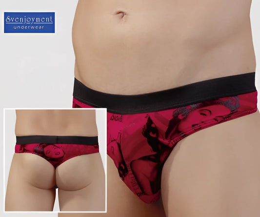 Svenjoyment trendy women g string underwear size s with red and black patterned bold graphic design briefs