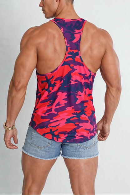JJ Malibu Men's Feel-Me Scoop Bottom Tank - Purple Camo
