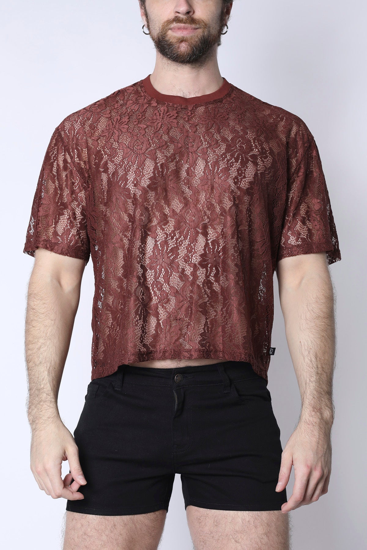Timoteo Sorrento Lace Cropped Tee - Rust