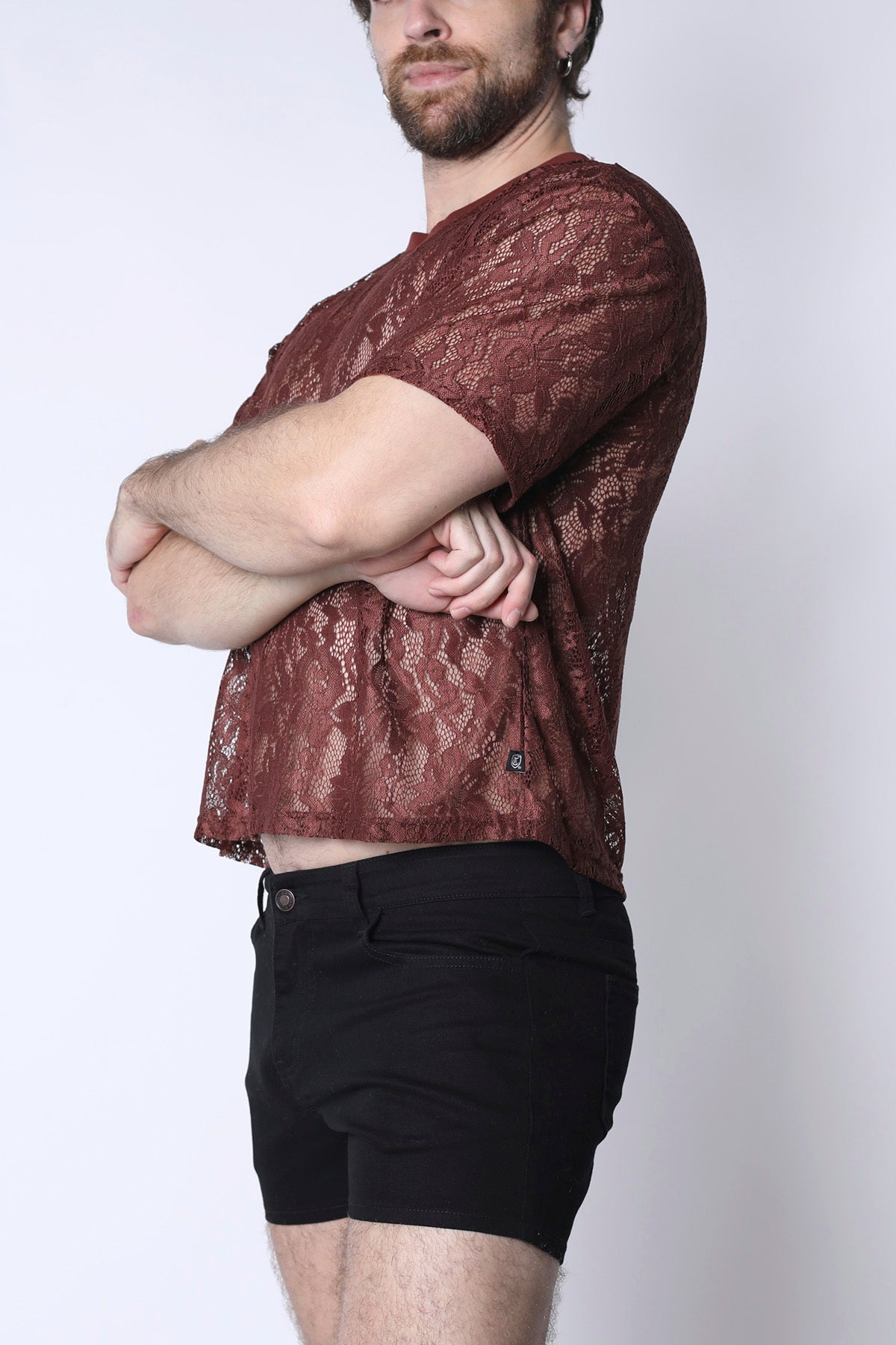 Timoteo Sorrento Lace Cropped Tee - Rust