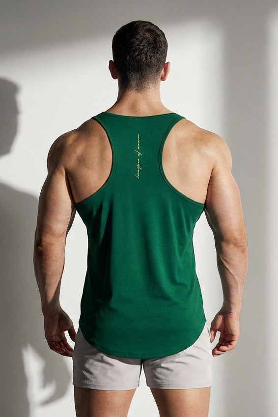Jed North Men's Fast-Dry Bodybuilding Workout Stringer - Green w/ Neon Logo
