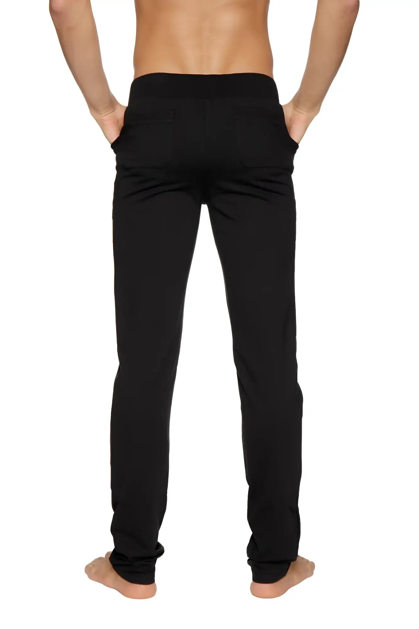 Black tactical urban at home dress slim-fit jogger pants with elastic waistband and ribbed cuffs for yoga and casual wear