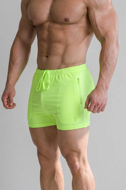 JJ Malibu Men's Karma 2" Short Shorts with Zipper Pockets - Neon Yellow