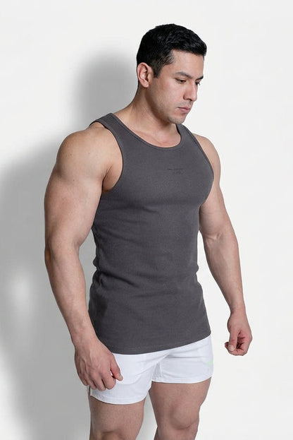 Jed North Men's Ribbed Muscle Tank Top - Dark Gray