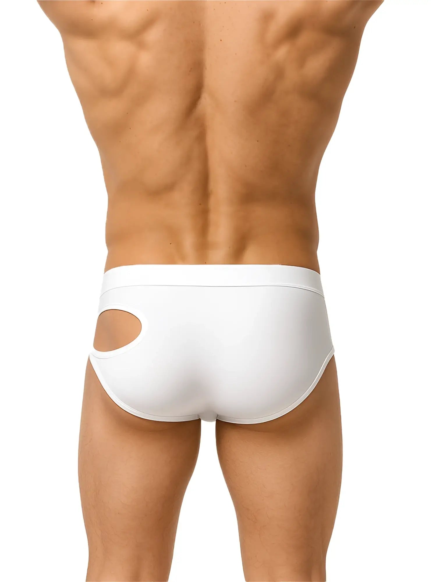 White briefs with a cutout design on the side from tartarus featuring soft breathable fabric for everyday comfort