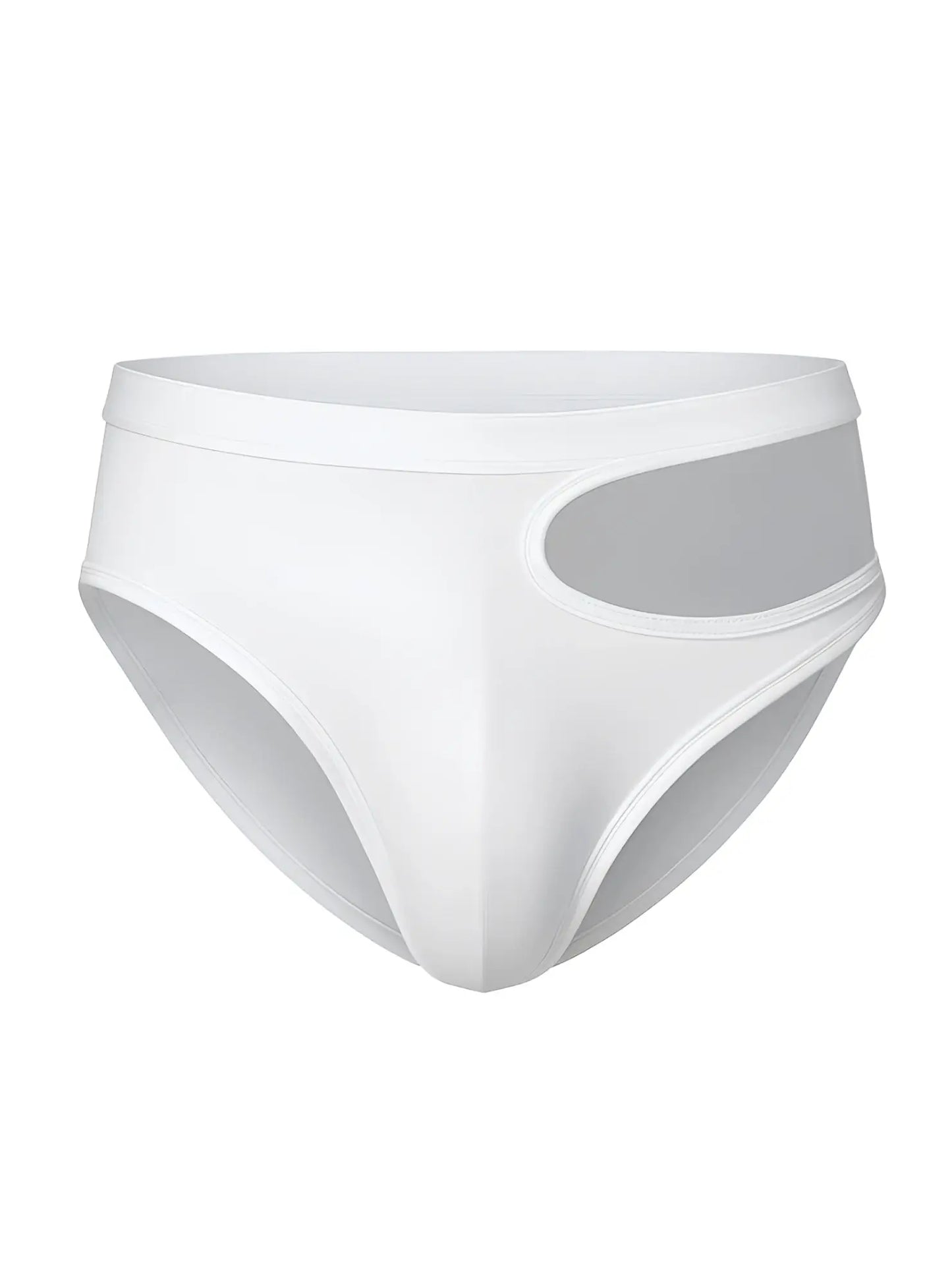 White briefs tartarus cut out brief with sheer gray side panel showcasing stylish breathable design