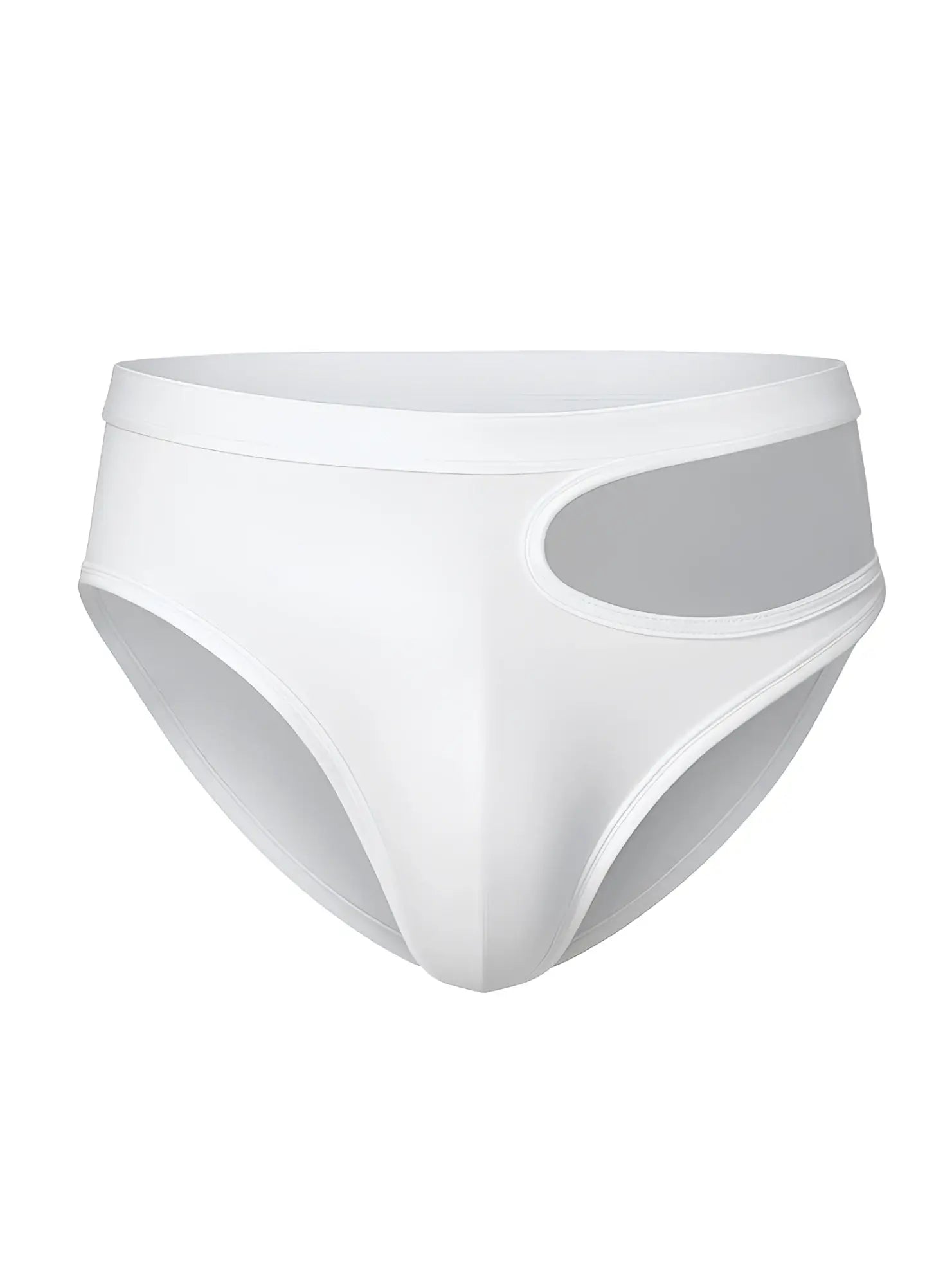 White briefs tartarus cut out brief with sheer gray side panel showcasing stylish breathable design