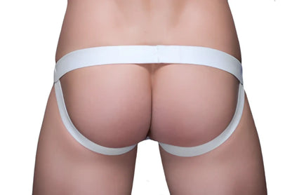 White tartarus ring jock briefs with smooth seamless design made of elastic material for comfortable support