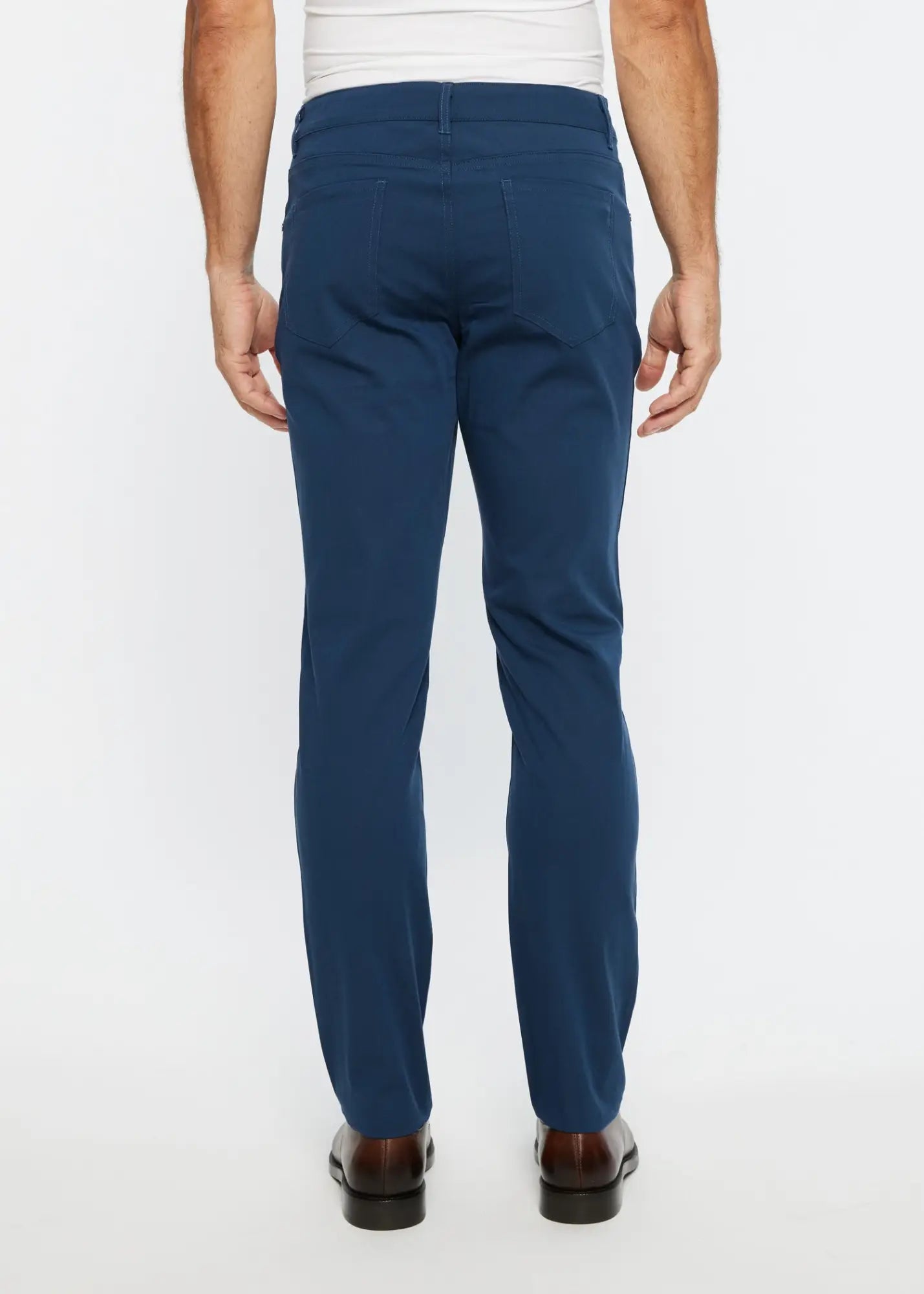 Navy blue slim-fit textured 5 pocket stretch woven chinos designed for comfort and style