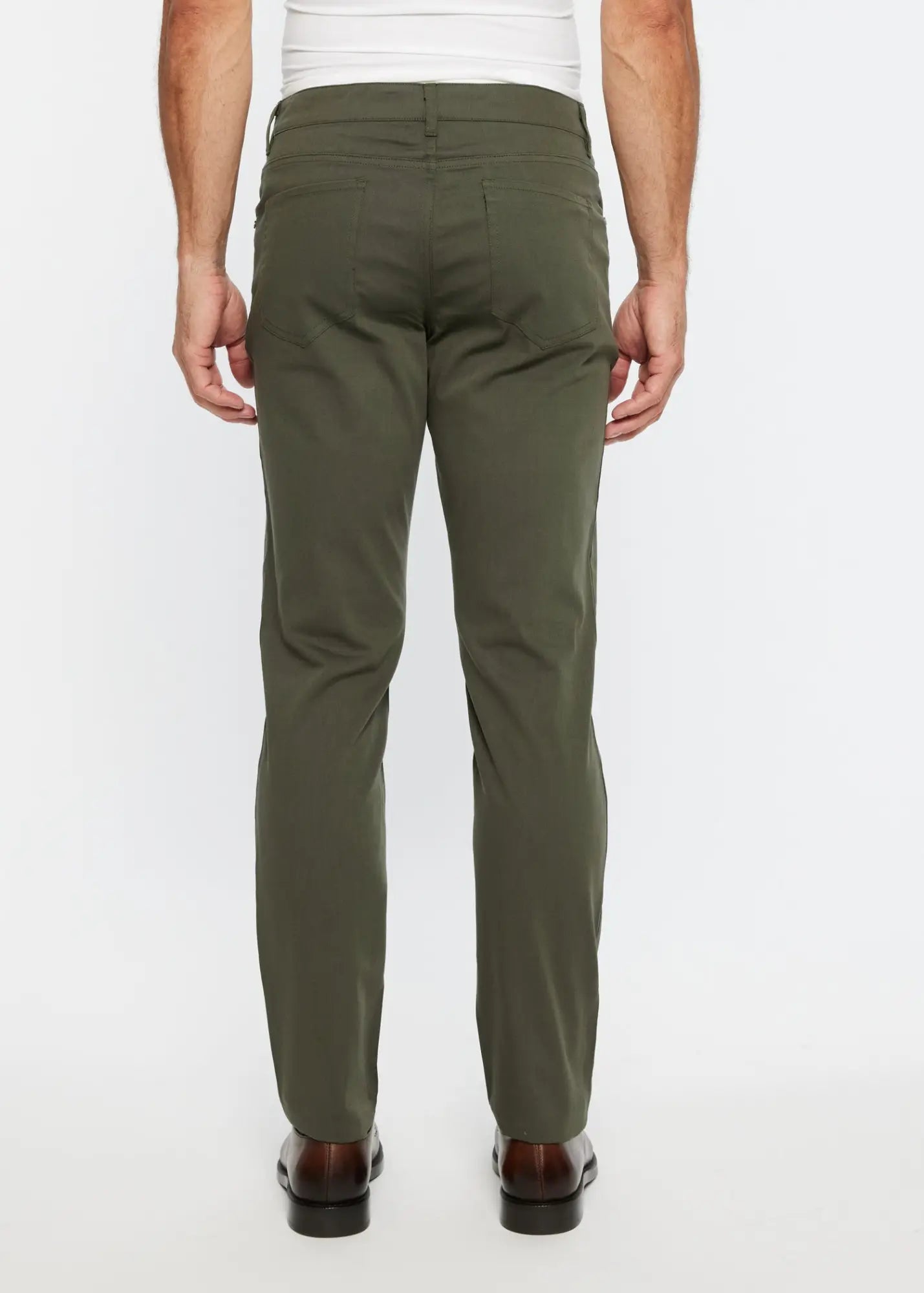 Olive green slim fit textured 5 pocket stretch woven jeans with subtle stitching details