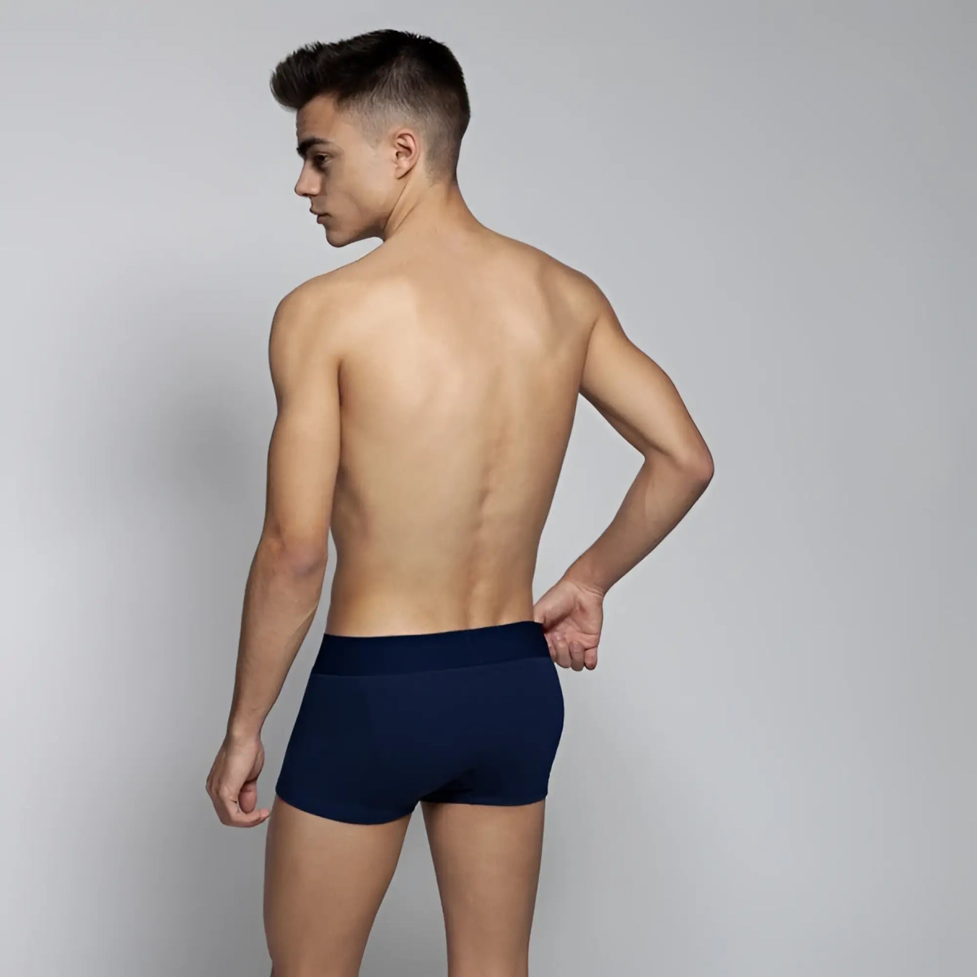Thancute basic trunk boxer brief underwear navy tc5 size l made of navy blue cotton briefs front view