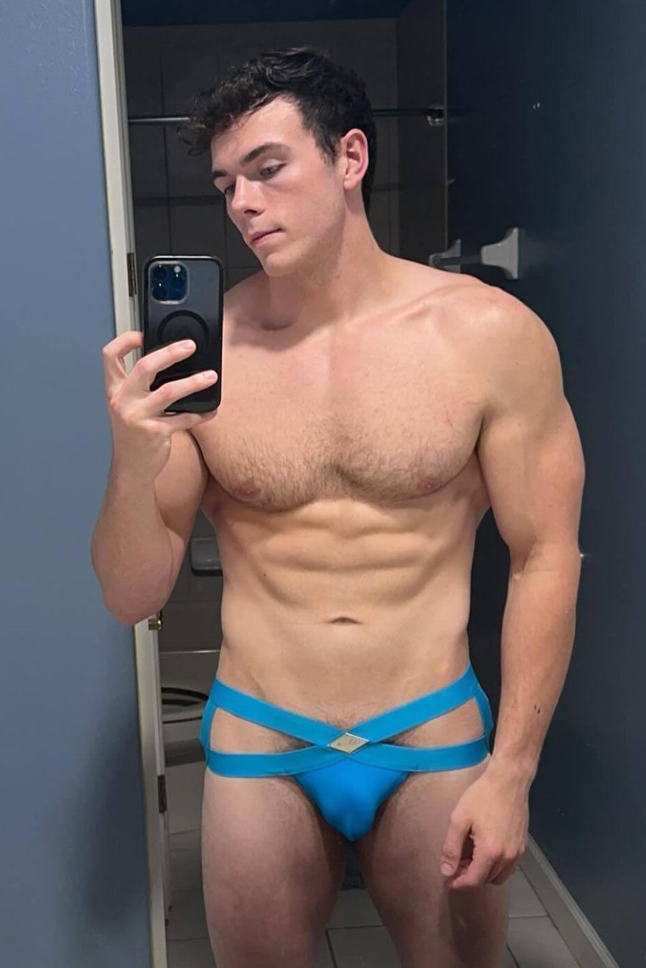 JJ Malibu Men's Hustler Cross Jockstrap - Sky Blue