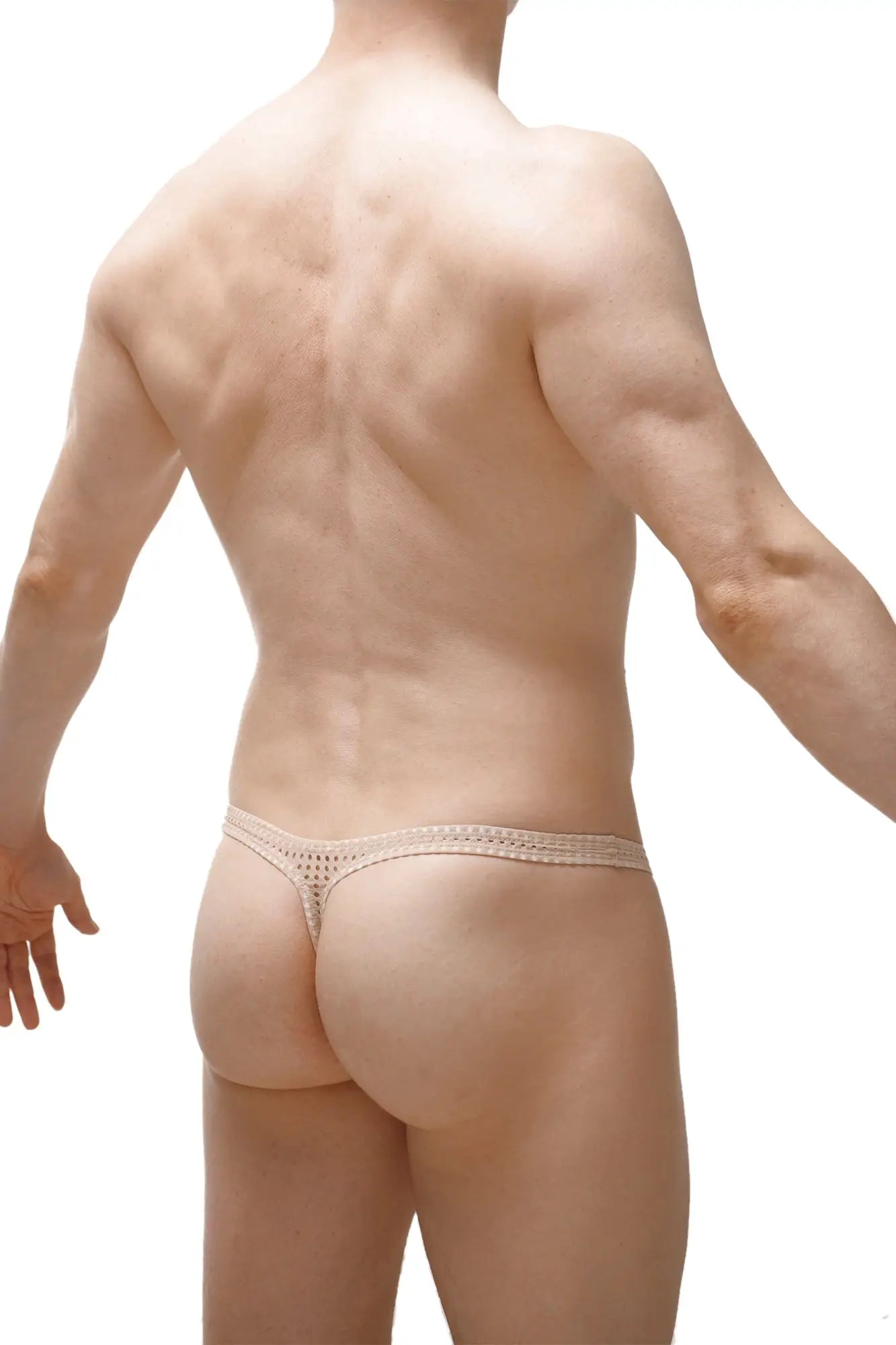 Beige lace thong argis durtol nude with a delicate intricate pattern and sheer fabric for a feminine look