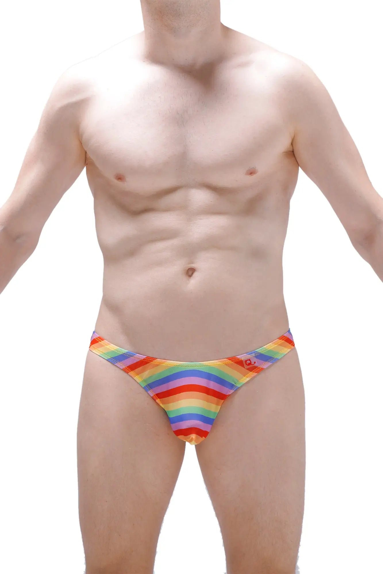 Thong chill net rainbow rainbow-striped men’s briefs with snug form-fitting design for comfortable wear