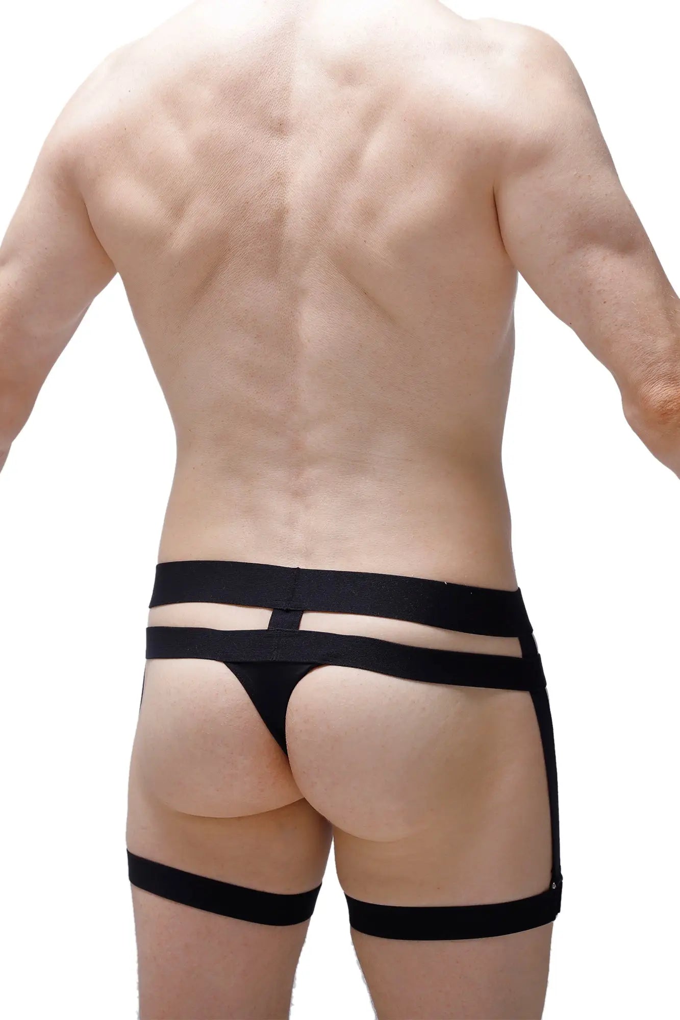 Black harness-style briefs with multiple straps for a bold modern design thong maizey black petitq
