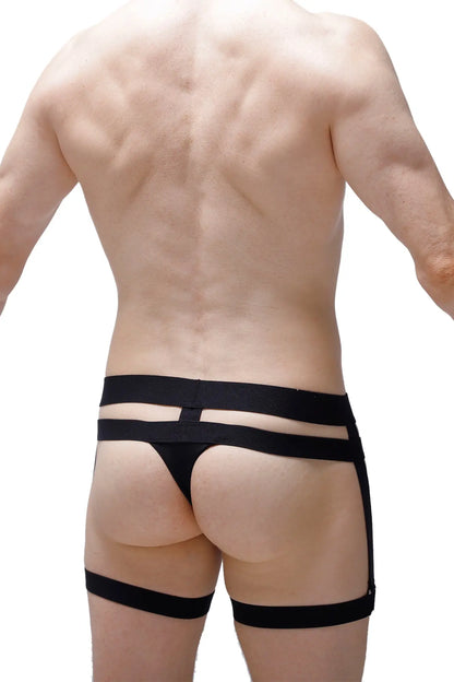 Black harness-style briefs with multiple straps for a bold modern design thong maizey black petitq