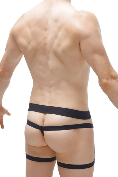 Black three-strapped thong midass briefs with sleek minimalist design and comfortable fit for everyday wear