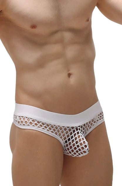 White mesh briefs thong nivac white with solid white waistband featuring breathable mesh material