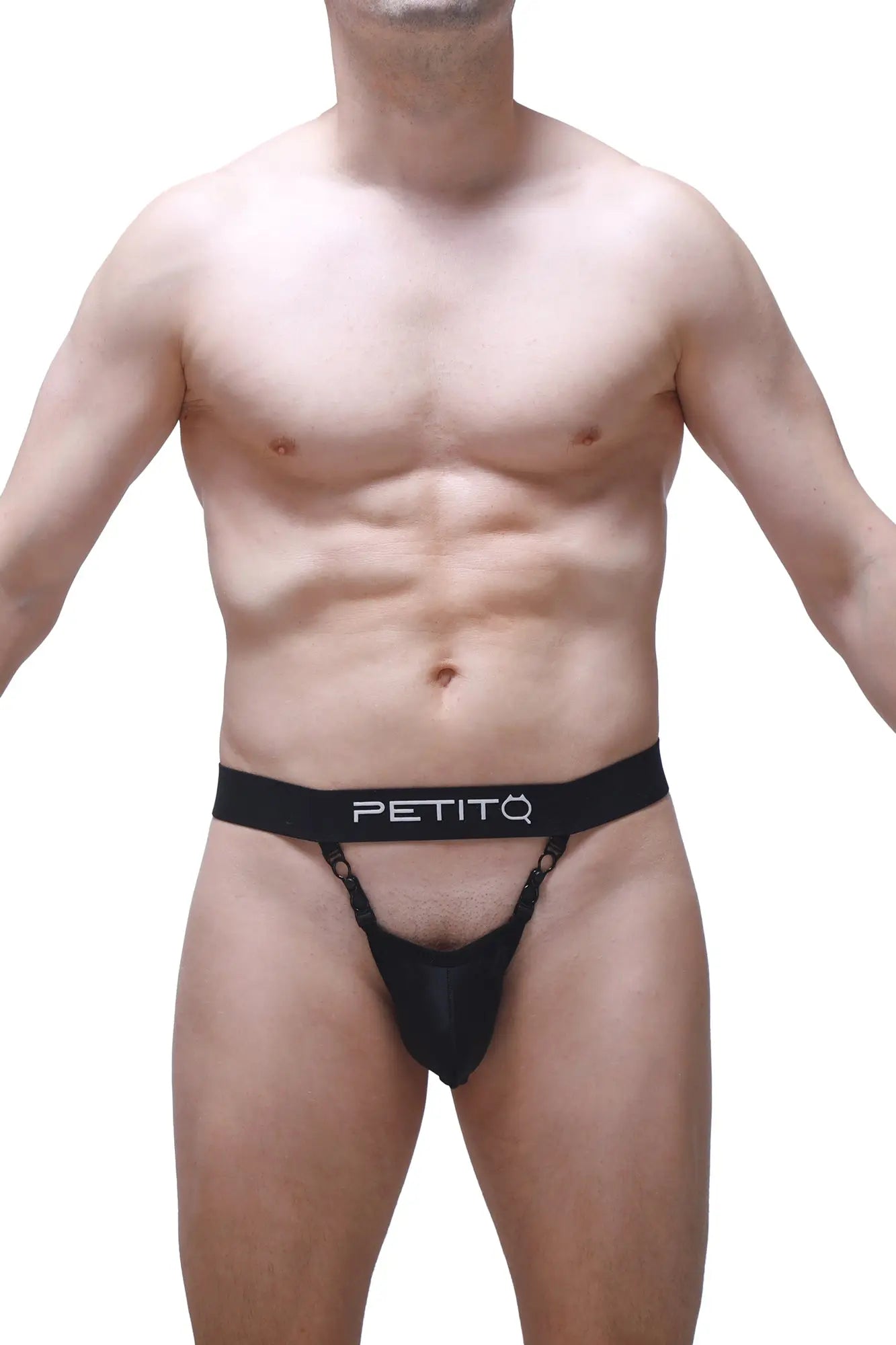 Black petitq thong pinces with sheer mesh front and lace trim for stylish and comfortable wear