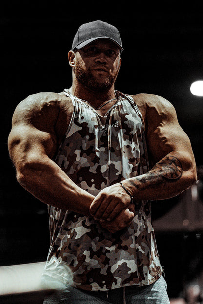 Jed North Men's Graphic Muscle Stringer - Khaki Camo