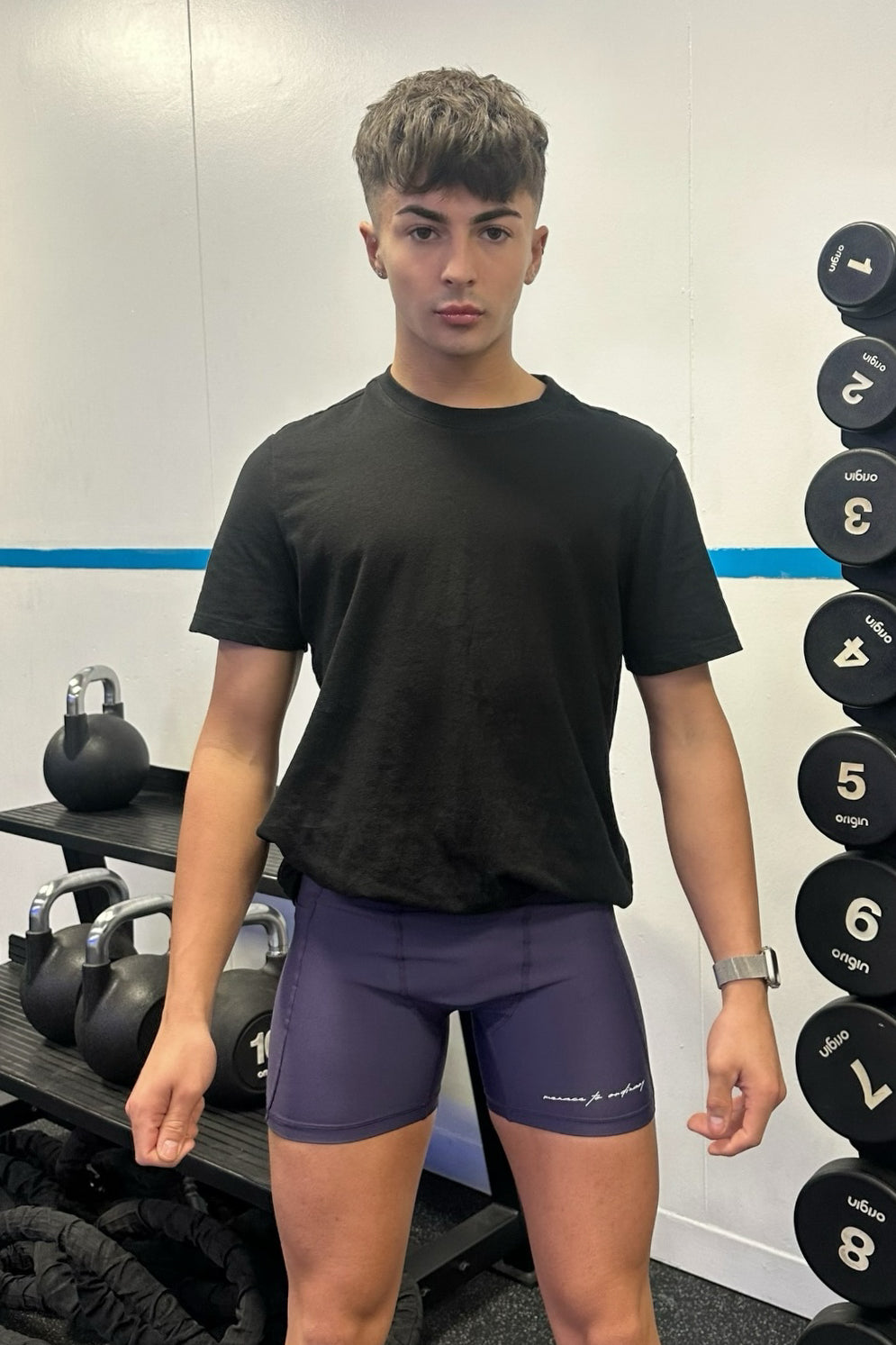 JJ Malibu Men's Lustrous Scrunch-Butt 4.5" Bike Shorts - Sugar Plum