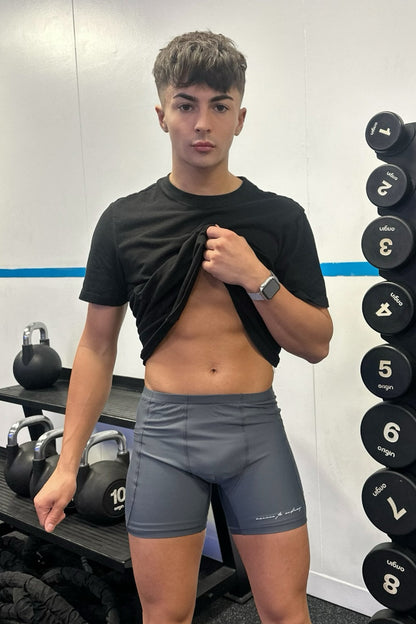 JJ Malibu Men's Lustrous Scrunch-Butt 4.5" Bike Shorts - Graphite
