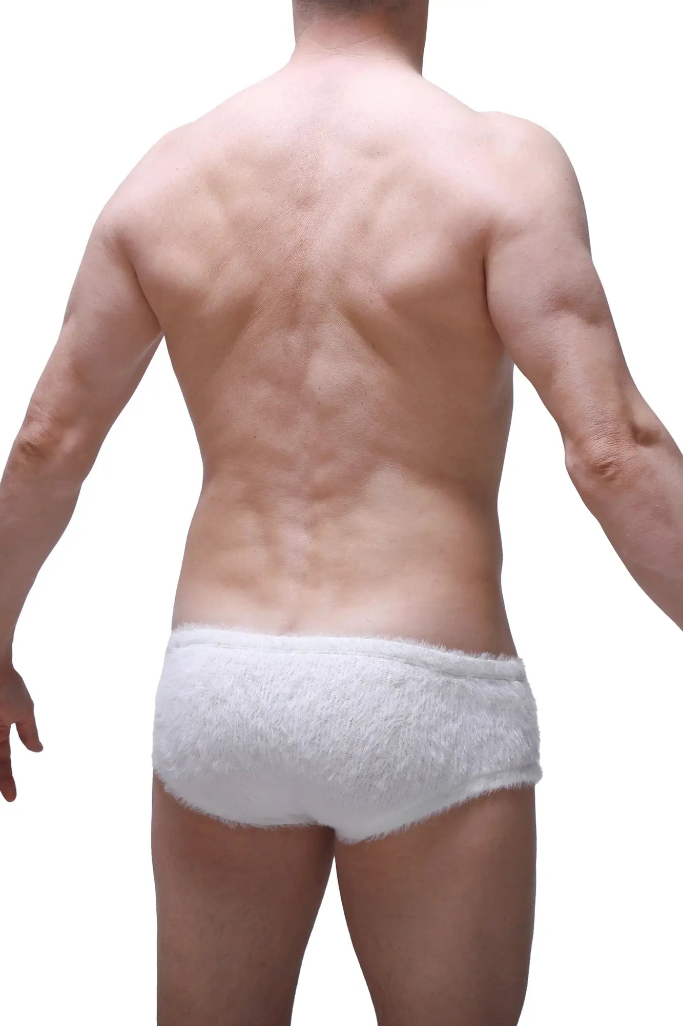 White fluffy lace-trimmed briefs trunk yeti white featuring soft lace details for comfortable wear