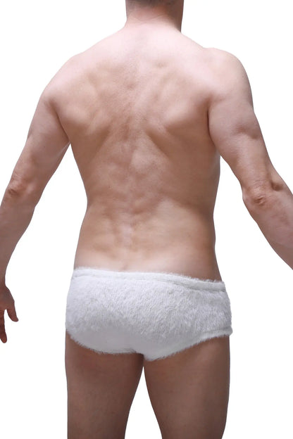 White fluffy lace-trimmed briefs trunk yeti white featuring soft lace details for comfortable wear
