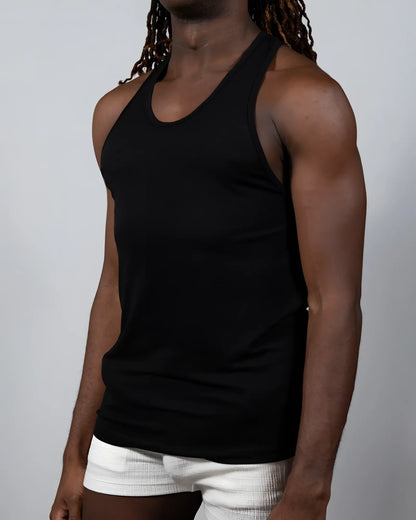 Black racerback tank top tulio solid tank with smooth fitted silhouette ideal for activewear and casual use