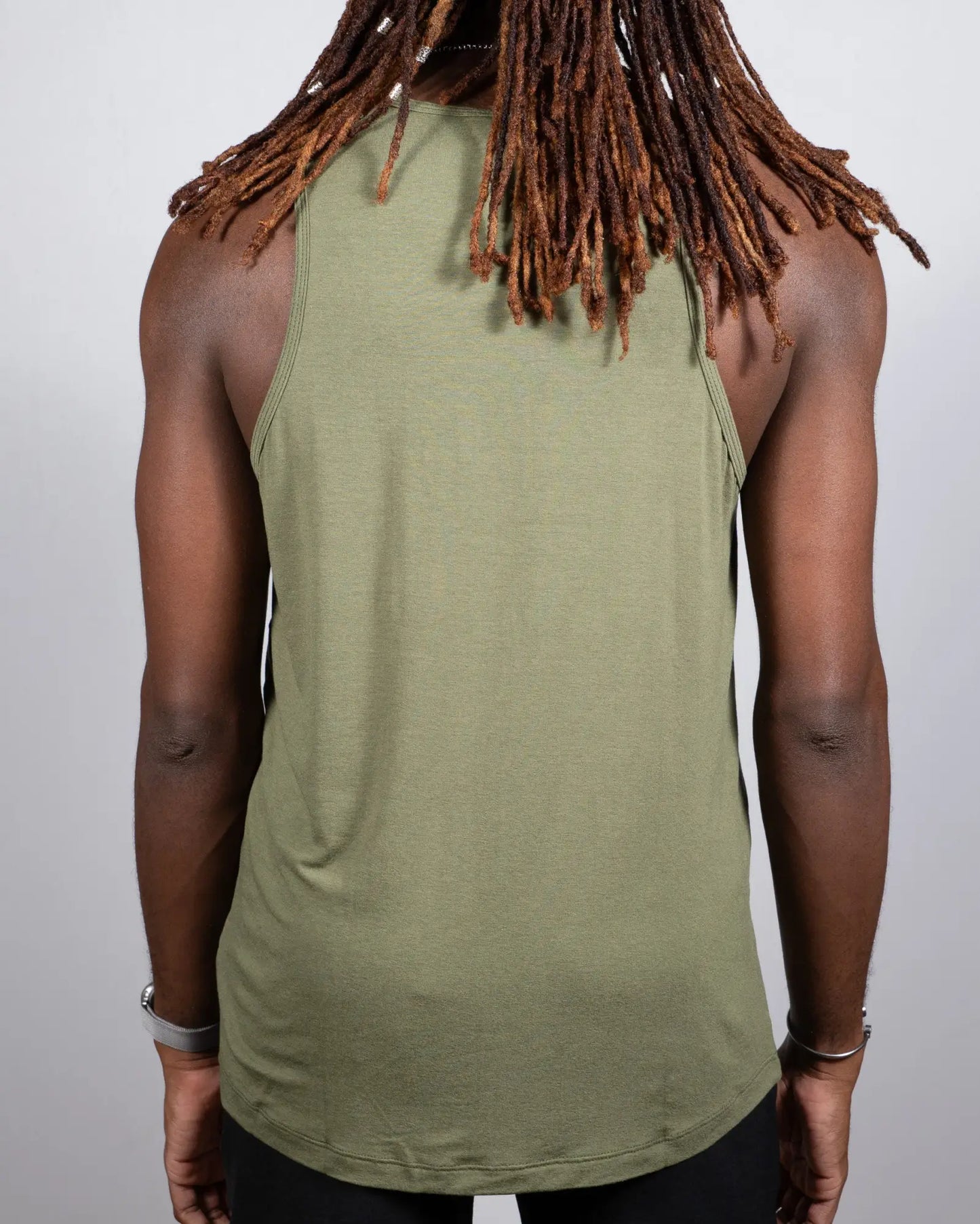 Olive green tulio solid tank sleeveless top with relaxed fit and rounded hem perfect for casual wear