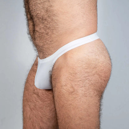 White cotton tulio swim thong solid briefs with a snug form-fitting design ideal for swimwear use
