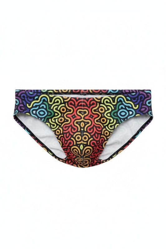 Tulio Swimwear Rainbow Maze Swim Brief