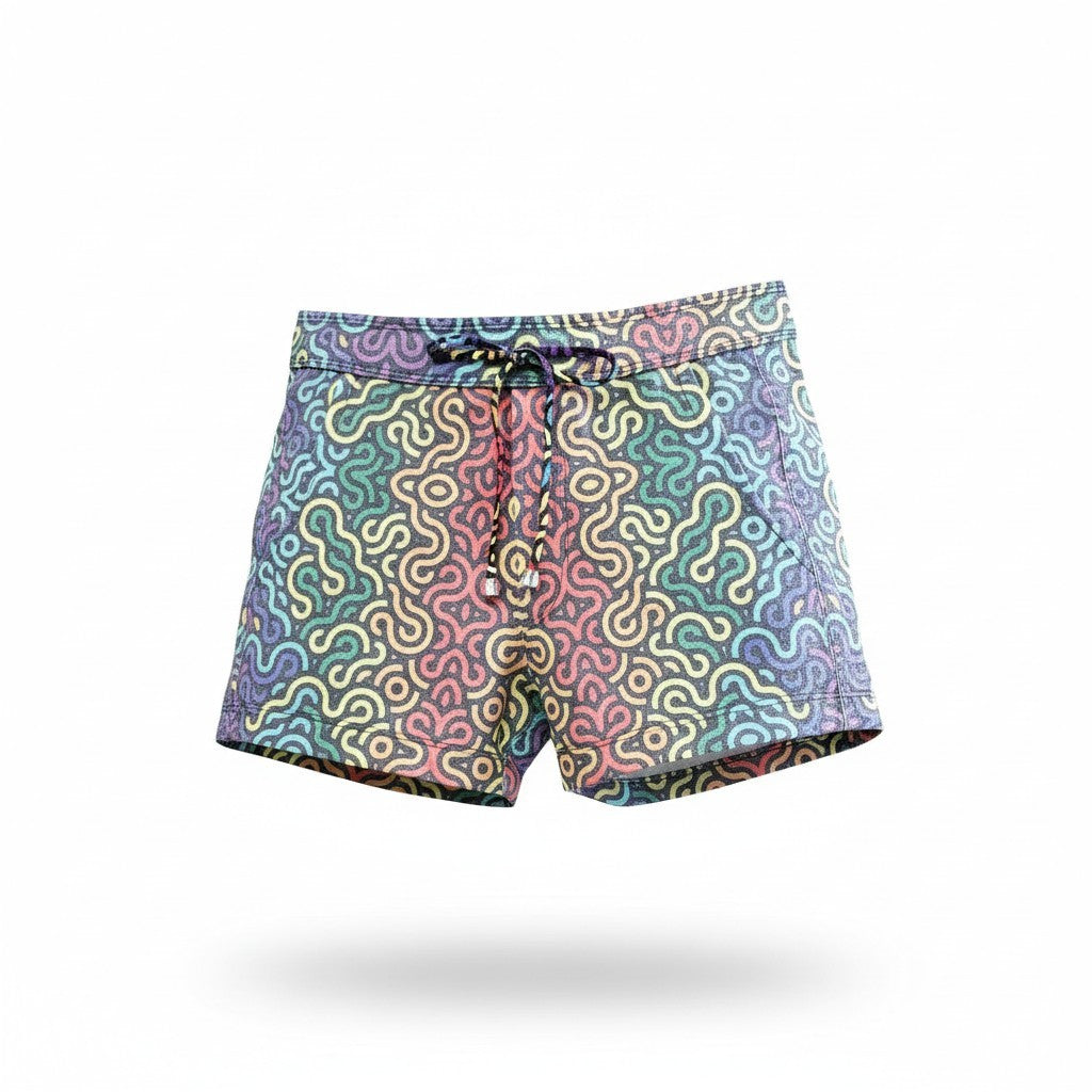 Tulio Swimwear Rainbow Maze Linen Texture Short