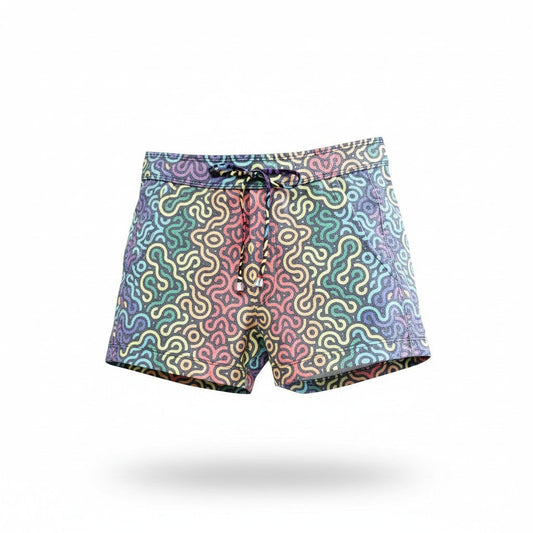 Tulio Swimwear Rainbow Maze Linen Texture Short