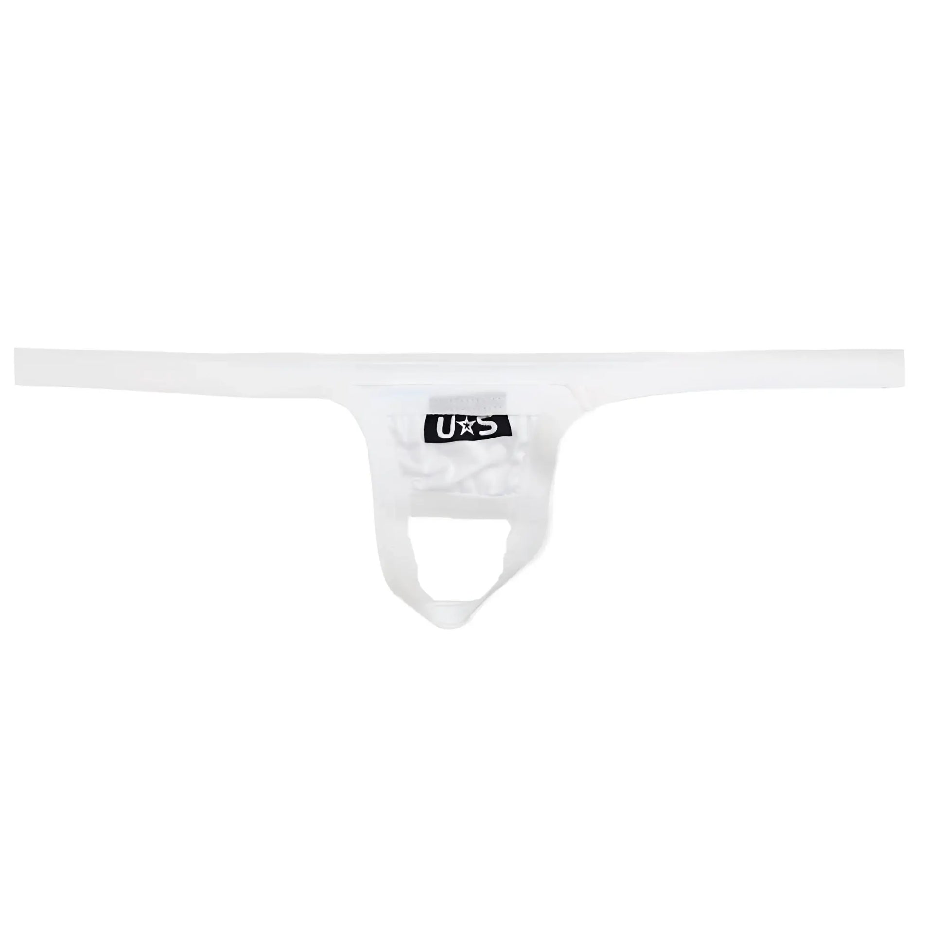 White us branded thong made of smooth stretchy fabric with minimalist design from u station ball holder white u0011-100