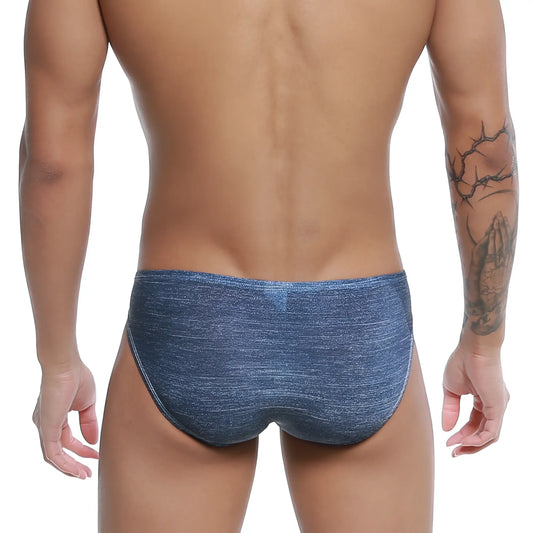 Blue shimmering textured swim trunks u-station denim bikini u0022-462 ideal for stylish beachwear