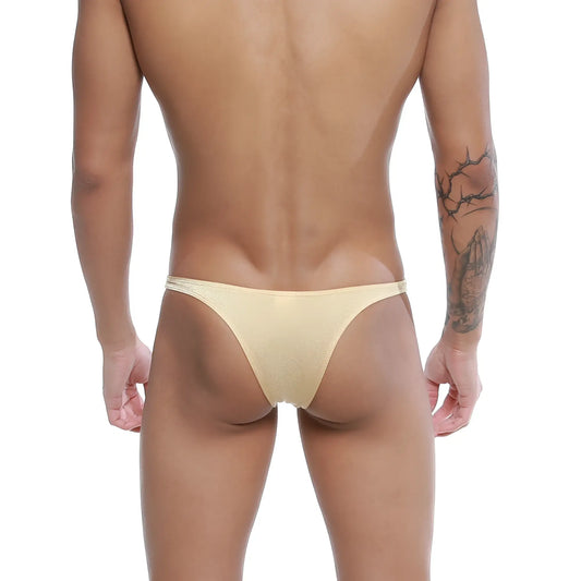 Beige sheer mesh thong with subtle shimmer from u-station dream bikini gold u0002-710 collection