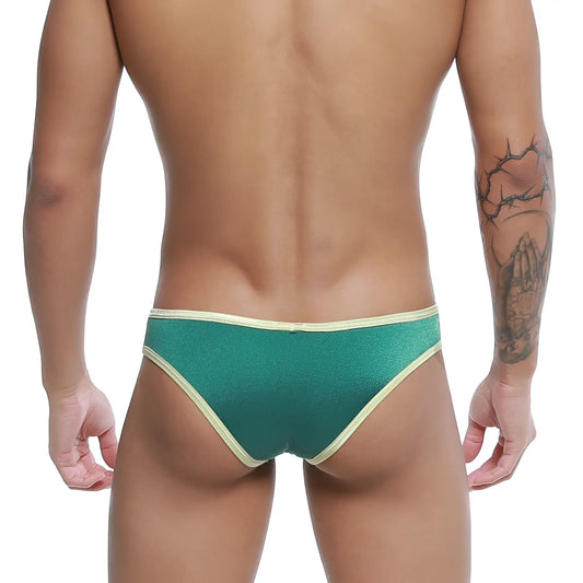 Green glittery briefs with cream-colored trim from u-station encore bikini collection u0082-301