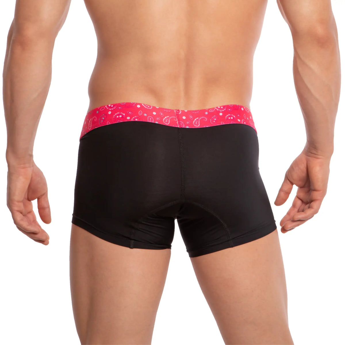 Udp UDG002 boxer brief black briefs with vibrant pink bandana patterned waistband for comfortable everyday wear